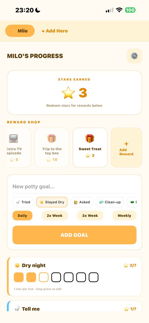 Potty Hero app screenshot
