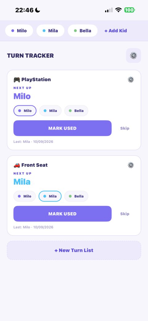 Turn Tracker app screenshot