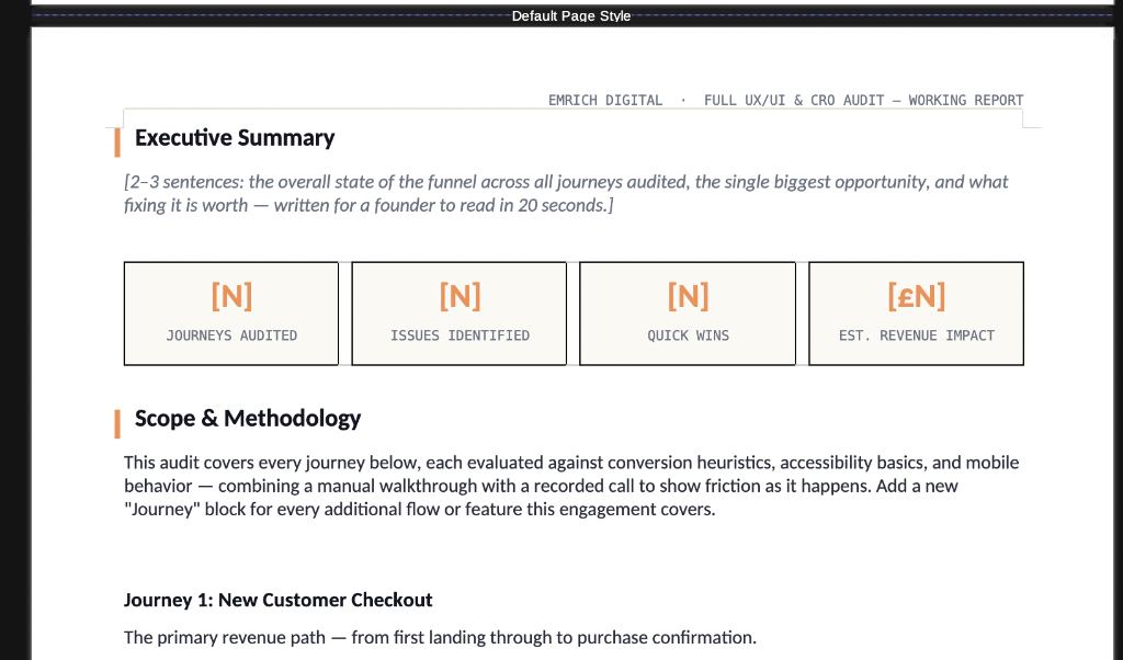 UX Audit Deliverable Executive Summary Preview