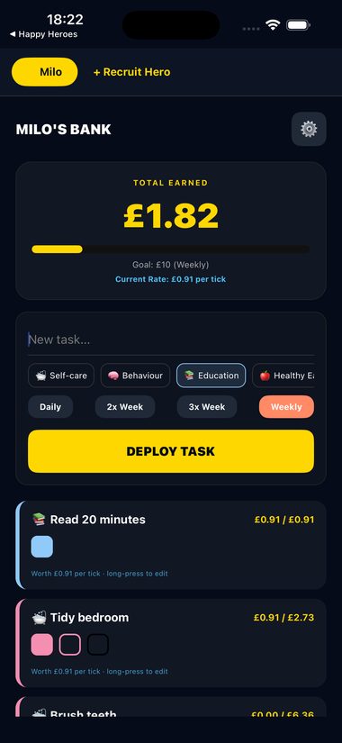 Happy Heroes app screenshot
